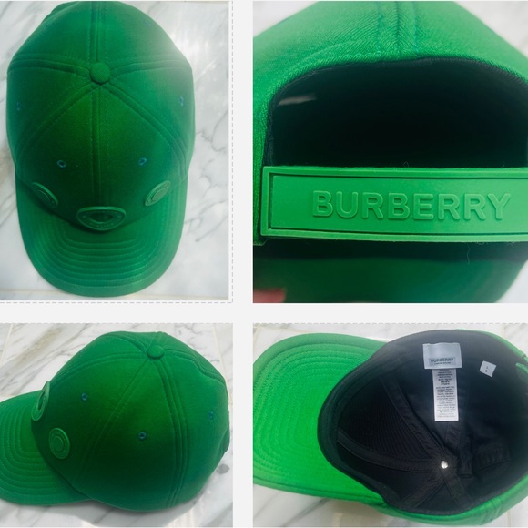 BURBERRY 2024 IVY COLOR “GREEN” RUBBERIZED LOGO PATCHES BASEBALL CAP, NWOT - Picture 15 of 16